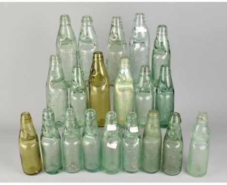 Twenty Various Vintage Glass Codd Neck Bottles to Include Laycocks - Chester, Edmondson &amp; Co. - Liverpool, North &amp; Co