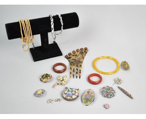 A Collection of Various Early 20th Century and Later Costume  Jewellery to include Micromosaic Items, Simulated Pearls, Flora