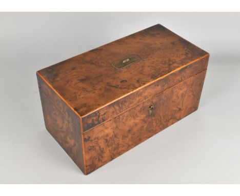 A 19th Century Burr Walnut Tea Caddy, the Hinged Lid Opening to Reveal Three Section Fitted Interior with Two Tea Boxes and C