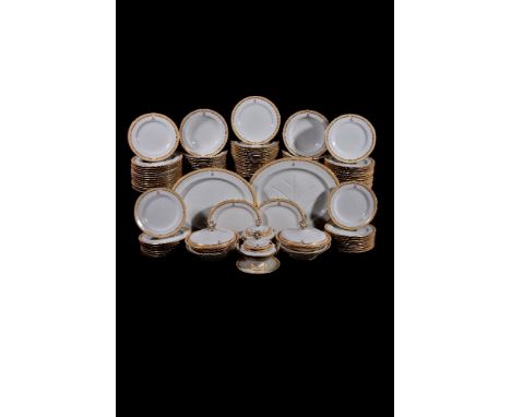 A Royal Worcester crested part dinner service, third quarter 19th century, comprising: twenty-four soup plates; twenty-eight 