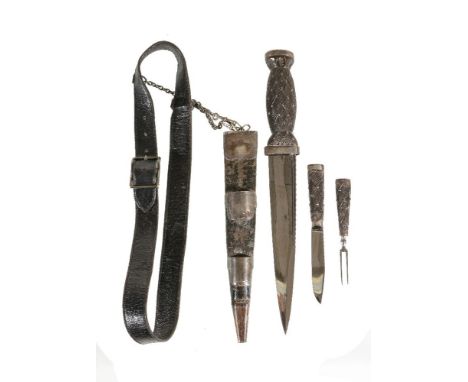 A William IV Scottish dress dirk and accoutrements, circa 1835, the 7 3/4inch polished steel blade stamped with WR cypher abo