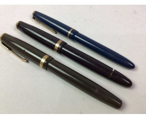 COLLECTION OF FOUNTAIN PENS, ALONG WITH MEDALS AND OTHER ITEMS  including gold nibbed pens, silver mounted pen knife, opera g
