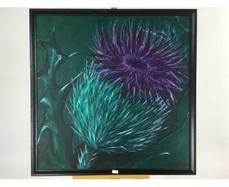 SCOTTISH SCHOOL, CONTEMPORARY Thistle, Purple and Green, signed with iniitals NB and dated '05, along with a signed colour pr