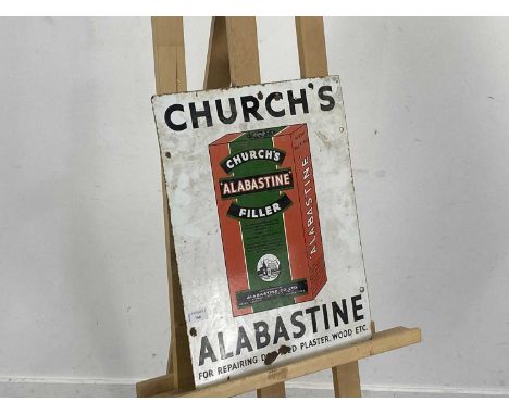 VINTAGE CHURCH'S ALABASTINE SIGN, MID 20TH CENTURY in coloured enamel on metal51cm x 38cm 