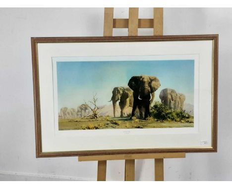 DAVID SHEPHARD,  PRINT OF ELEPHANTS along with other prints,each framed 66cm x 102cm