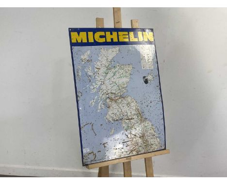 VINTAGE MICHELIN SIGN, 1968 EDITION  showing a map of part of Scotland and the north of England, in coloured enamel on tin86c