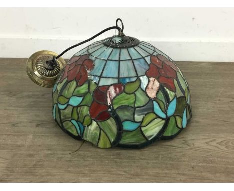 TIFFANY STYLE LAMP SHADE, the shade in green, blue and red40cm diameter 