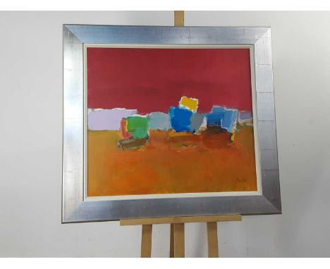 RONALD SMITH, BOATS ON SHORE limited edition giclee print on canvasframedoverall size 100cm x 110cm