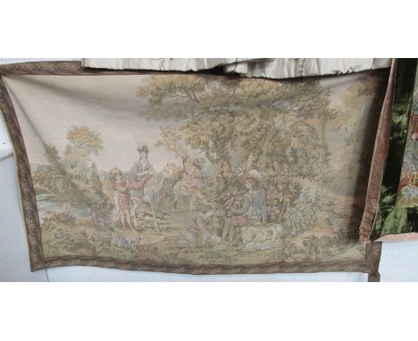 A large Auberge wall hanging tapestry, 103cm drop x 173cm wide