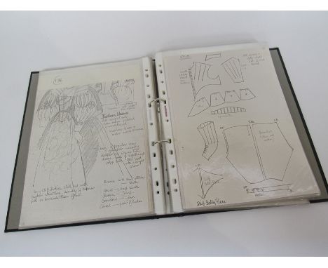 A ring binder file containing historical fashion photo copied illustrations through the ages from 10th Century through to the