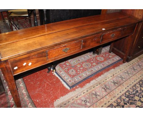 A cherrywood console/hall table with two drawers on square tapering legs 180cm wide 