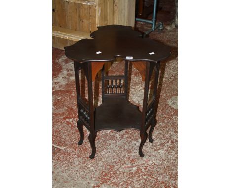 An Edwardian mahogany trefoil occasional table and a standard lamp (sold as parts)