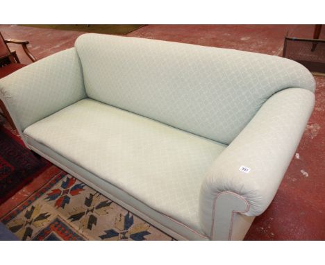 An early 20th Century sofa with green upholstery 186cm wide and an early 20th Century sofa with blue upholstery 202cm length 