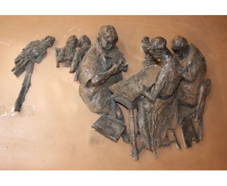 Continental School (20th Century)Untitled (Pub Scene)Painted ceramic sculpture on metal board55cm x 85.5cm (af) (some pieces 
