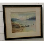 A water colour of a lakeside scene by Anita Skinner signed lower left