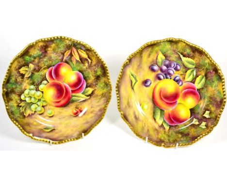 Two Royal Worcester fruit painted plates, signed B Cox 
