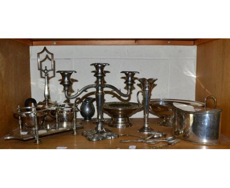A silver pocket watch; silver plated wares including a bottle carrier, caddy etc 