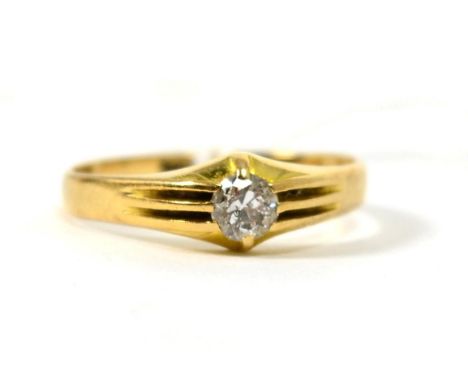 An old cut solitaire diamond ring, in an extended claw setting, to a tapered shank, estimated diamond weight 0.30 carat appro