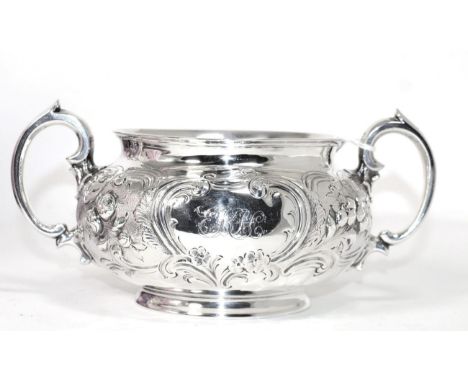 A Victorian silver twin-handled sucrier, probably by Henry Holland, London, 1856, 20cm diameter