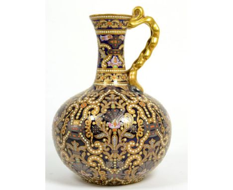 A Victorian gilt and enamel jewelled ewer, possibly Copeland 