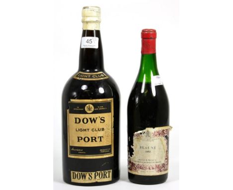 Dow Light Club Port, magnum; Beaune 1953, Harvey & Sons bottling (two bottles)