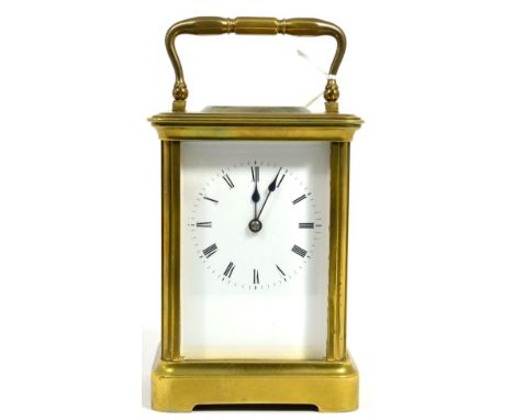A brass striking and repeating carriage clock, movement stamped B within a circle 
