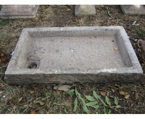 An antique natural stone sink/shallow trough, with drain hole, 100cm x 55cm 