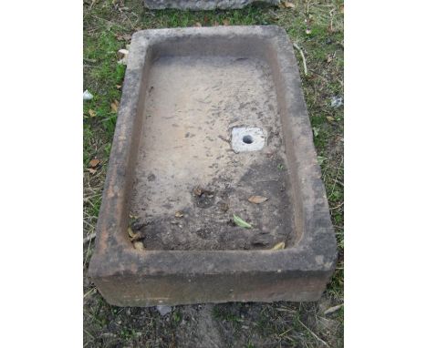 A natural stone sink or trough with drain hole, 85cm x 50cm 