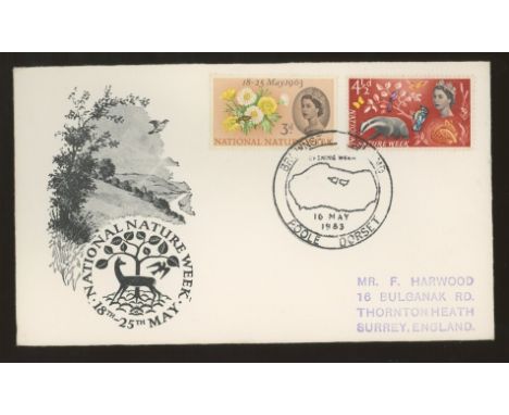 1963 Nature Week (Ordinary) illustrated FDC with Brownsea Island Poole special H/S. Printed address, fine. Cat £150