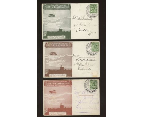 1911 First UK Aerial Post card with GV ½d London H/S x 4, fair to fine. (4 items)