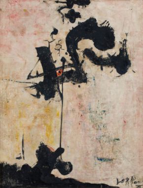   Oil painting on canvas signed lower right with the inscription LI YUEN CHIA "GESTO" 1960 on the back of the canvas. The fra