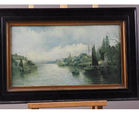 After Ferrand: a colour print, landscape with water mill, a colour print of Bibi, a colour print of Cupid, in deep gilt swept