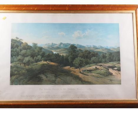 A mid 19th century colour print, panoramic Indian scene, "The Kunda Range Southern India...", printed by Storch and Kramer Be