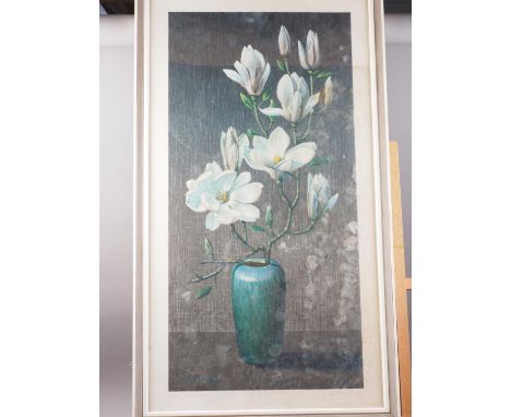 Tretchikoff: a print, "Pink Magnolia", in white and grey strip frame 