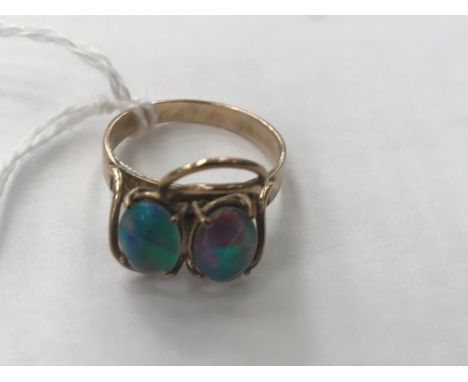 A 9ct gold water opal dress ring