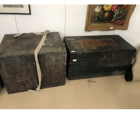 A vintage carpenter's tool chest, signed to the top 'P D Hambleton, Joiner'; together with a Stanley No 7 plane and one other
