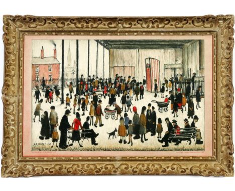 LS LOWRY, Punch and Judy lithograph 1940s, signed in the plate, suite, The School Prints, published by Baynard Press, vintage
