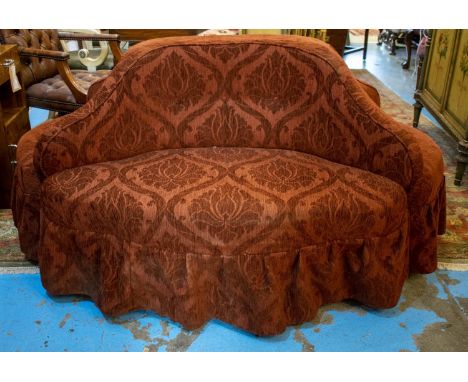 CONVERSATION SOFA, 83cm H x 173cm x 131cm, late Victorian in burgundy chenille. 