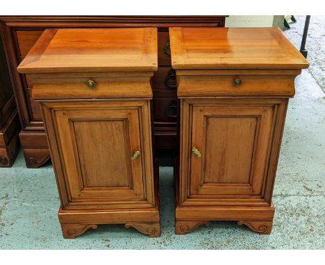 JEAN LAICK SIDE CHESTS, a pair, 41cm x 35cm x 72cm, each with a drawer above cabinet containing a shelf. (2) 