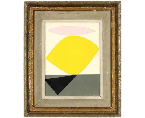 VICTOR VASARELY, rare pochoir in four colours 1952, Sauzon, singed in the plate, edition 1500, vintage French frame, 30cm x 2