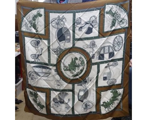 A Vintage Hermes silk scarf ""Voitures Des Dames"".
