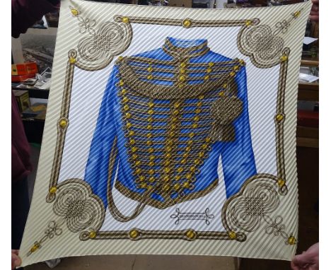 A Hermes silk pleated Brandebourgs Tattoo silk scarf, boxed.