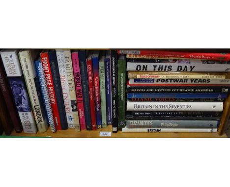 A shelf of various history books.