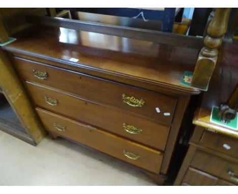 A mahogany 3-drawer chest on bracket feet, length 3'5", height 2'10".