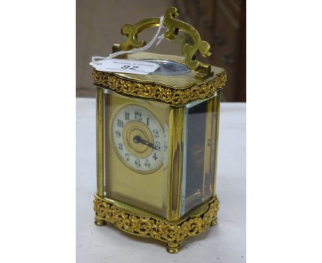 Gilt brass cased carriage clock, made in Paris.