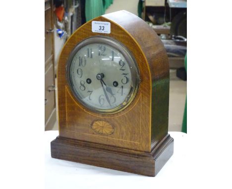 Antique lancet topped 2-train mantel clock.