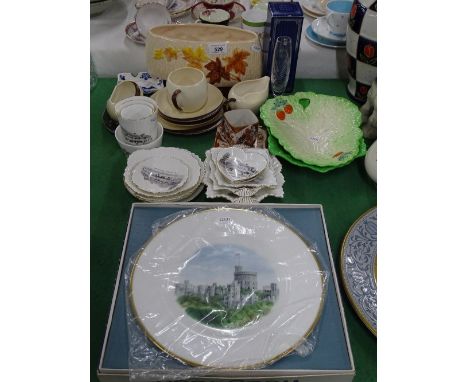 Sylvac vase, various Shelley souvenir china, Wedgwood plate, etc.