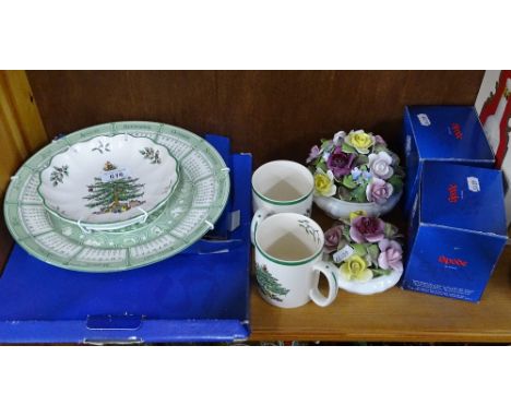 Spode Christmas items, Coalport floral arrangements, etc.