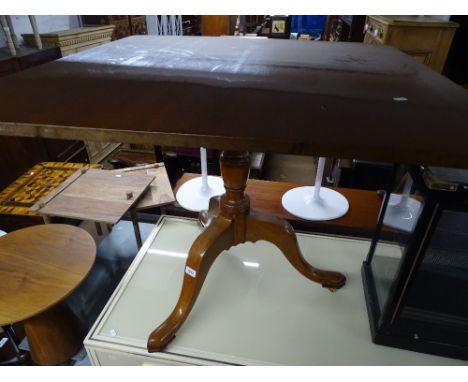 A 19th century mahogany tilt top breakfast table with rectangular top and tripod base, width 3'.