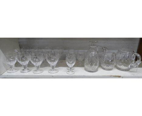 Set of 12 goblets, matching water jugs and decanter, etc.